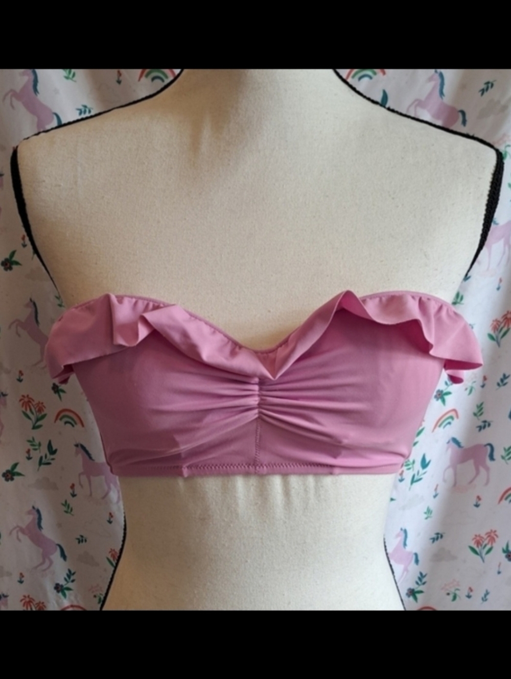 Vintage Y2K Victoria's Secret VS Pink Ruffle Mermaid Swim Bikini Top SZ 32B